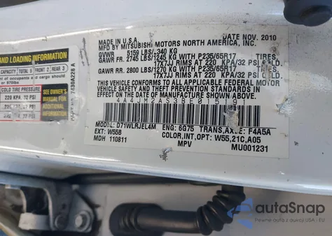 2011 Mitsubishi Endeavor Ls z USA, uszkodzony, nr VIN 4A4JM2AS3BE015191